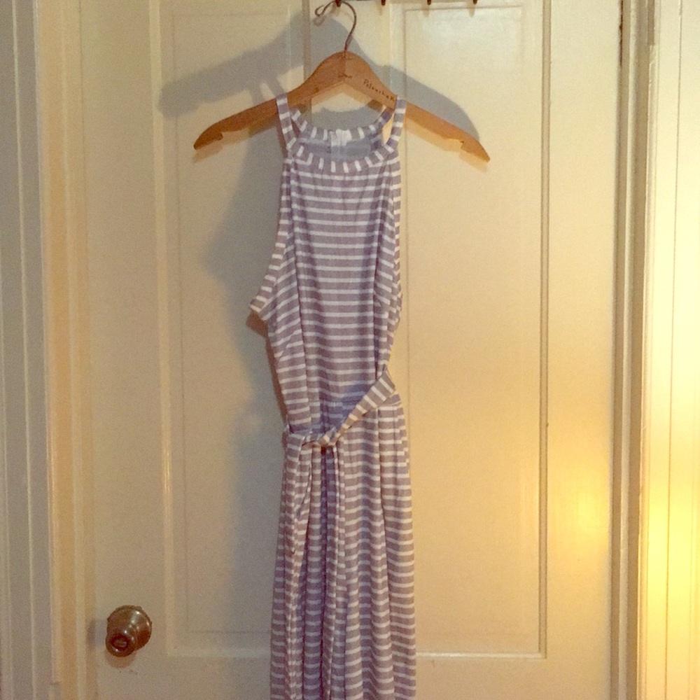Gray and white striped jumpsuit!